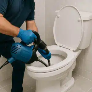 homem desentupindo privada em bh